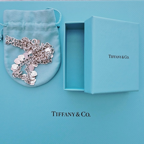 🧧SOLD🎋 RARE Tiffany & Co. RTT Multi Dangle Heart Tag Silver Necklace 24" - Picture 6 of 7